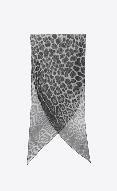 Leopard print lavallière in gray and black silk muslin